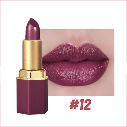 Velvet Glow Gold Lipstick – Matte Elegance; Pearlescent Shine