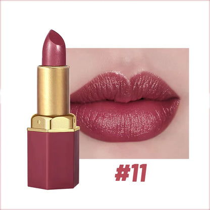 Velvet Glow Gold Lipstick – Matte Elegance; Pearlescent Shine
