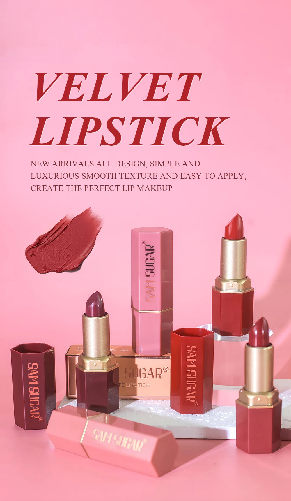 Velvet Glow Gold Lipstick – Matte Elegance; Pearlescent Shine